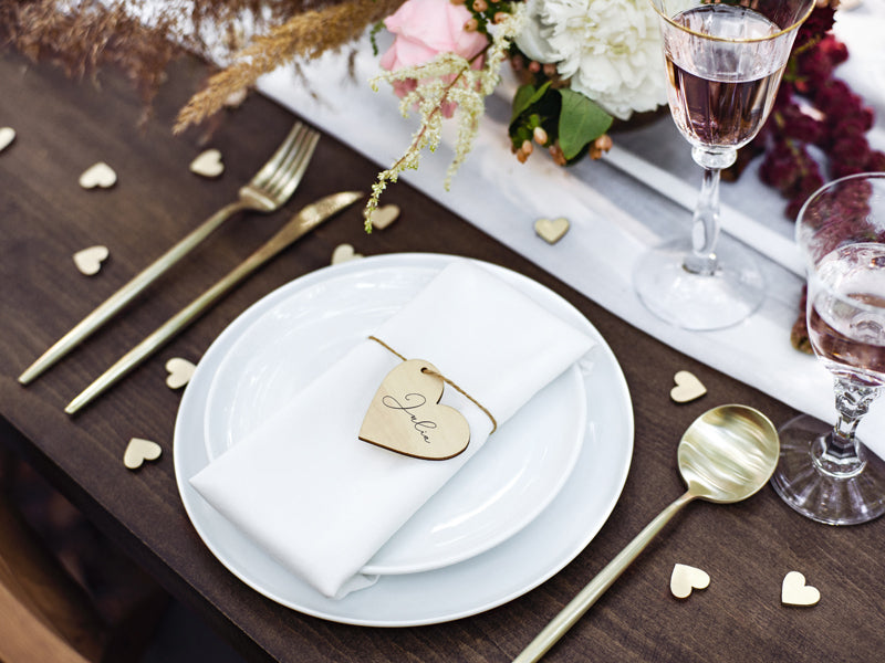 PartyDeco Tischkarten Hochzeit – Braun – 6 × 5 cm – Holz – 10 Stk