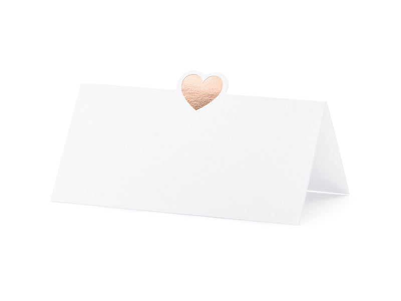PartyDeco Tischkarten Hochzeit – Roségold – 10 × 5 cm – Papier – 10 Stk