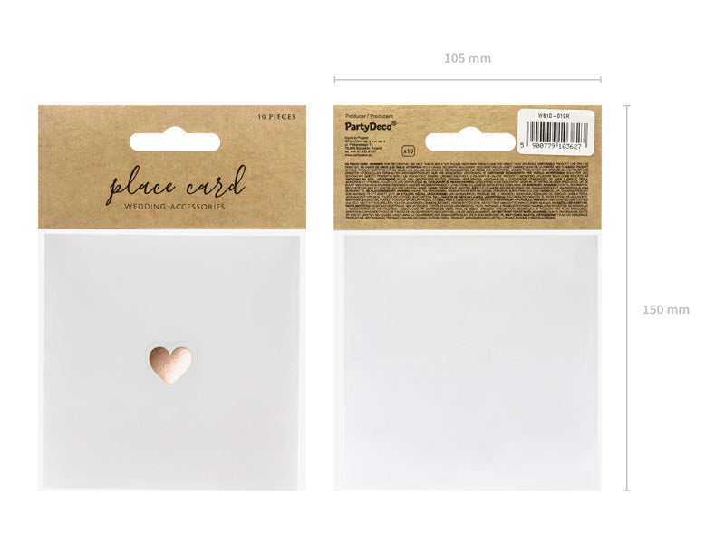 PartyDeco Tischkarten Hochzeit – Roségold – 10 × 5 cm – Papier – 10 Stk