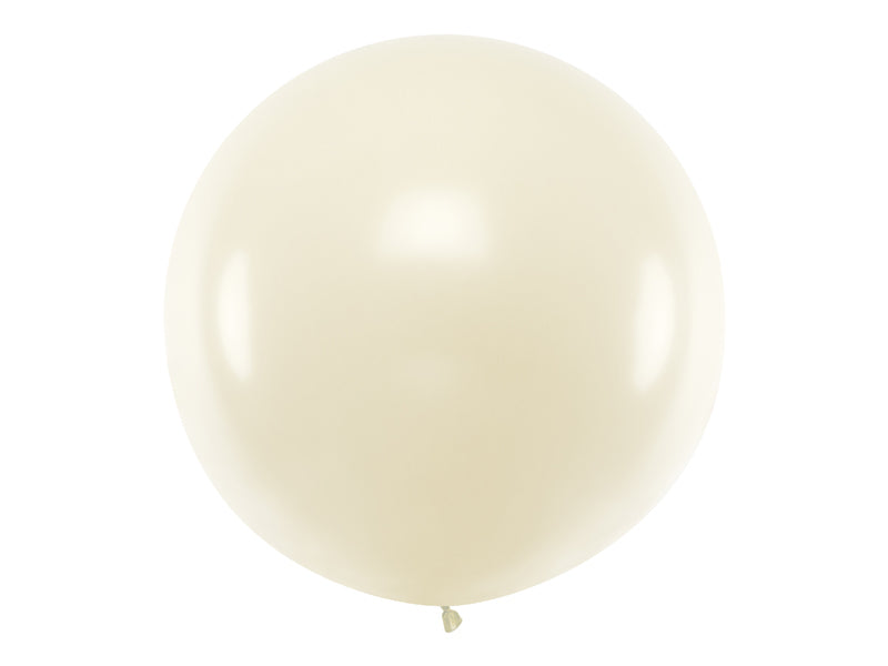 PartyDeco Geburtstagsluftballons – Weiss, Perleffekt – Ø 100 cm – Latex – 1 Stück