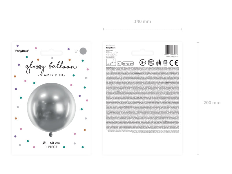 PartyDeco Hochzeitsballons – Silber – Ø 60 cm – Latex – 1 Stück