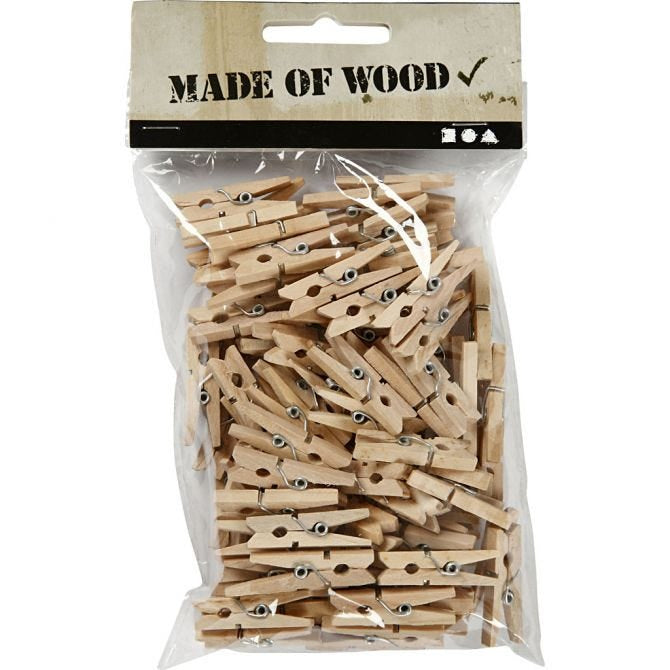 Creativ Company Wäscheklammer, Holz (Birke), Braun, 2,5 cm, 100 Stk.