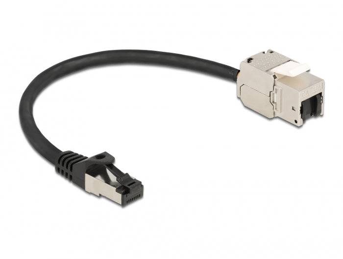 DeLOCK Patchkabel – Cat 6A S/FTP, 0,25 m, Schwarz, RJ-45