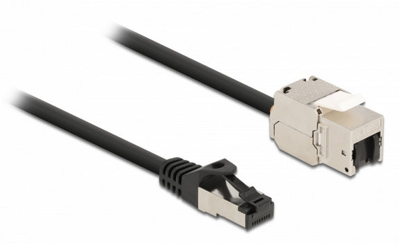 DeLOCK Patchkabel – Cat 6A S/FTP, 0,25 m, Schwarz, RJ-45
