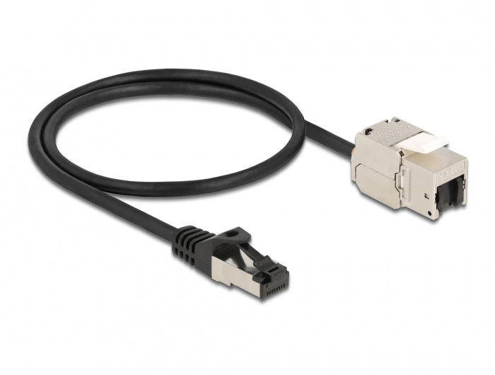 DeLOCK Patchkabel – Cat 6A S/FTP, 0,5 m, Schwarz, RJ-45
