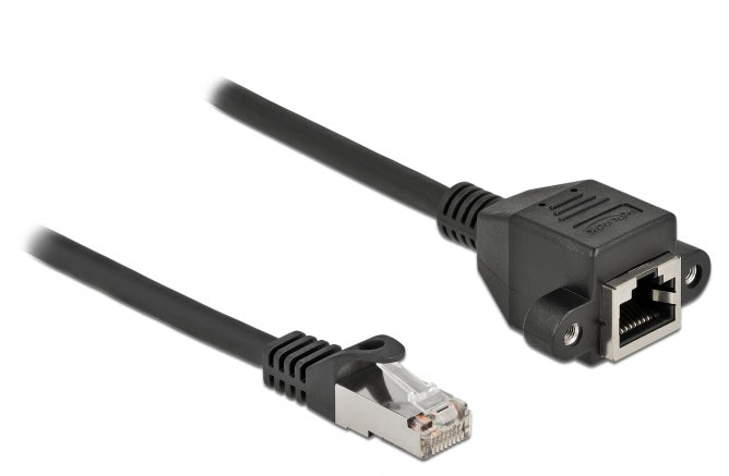 DeLOCK Verlängerungskabel Patchkabel – Cat6A S/FTP, 0,5 m, Schwarz, LSZH, RJ-45