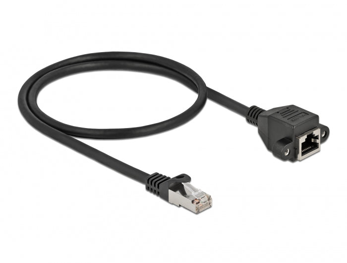DeLOCK Verlängerungskabel Patchkabel – Cat6A S/FTP, 0,5 m, Schwarz, LSZH, RJ-45