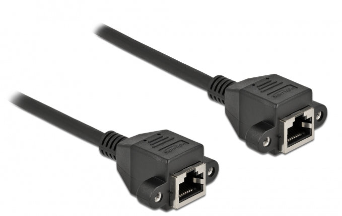 DeLOCK Verlängerungskabel Patchkabel – Cat6a S/FTP, 0,5 m, Schwarz, LSZH, RJ-45 (Buchse–Buchse)