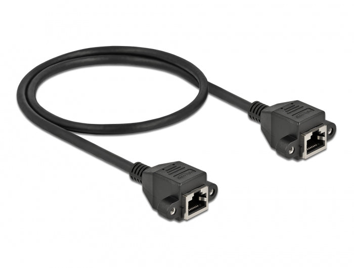 DeLOCK Verlängerungskabel Patchkabel – Cat6a S/FTP, 0,5 m, Schwarz, LSZH, RJ-45 (Buchse–Buchse)