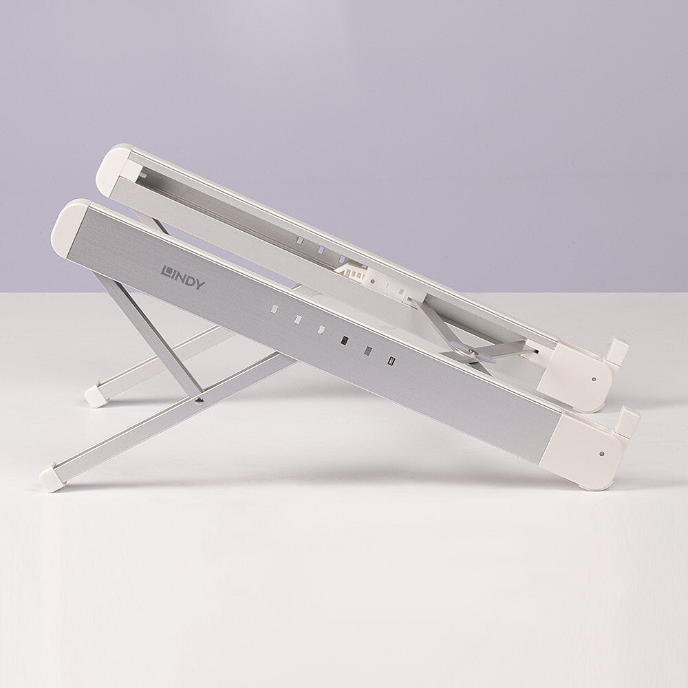 Lindy Laptop-Ständer – bis 15,6", bis 15 kg, faltbar – Silber/Weiss