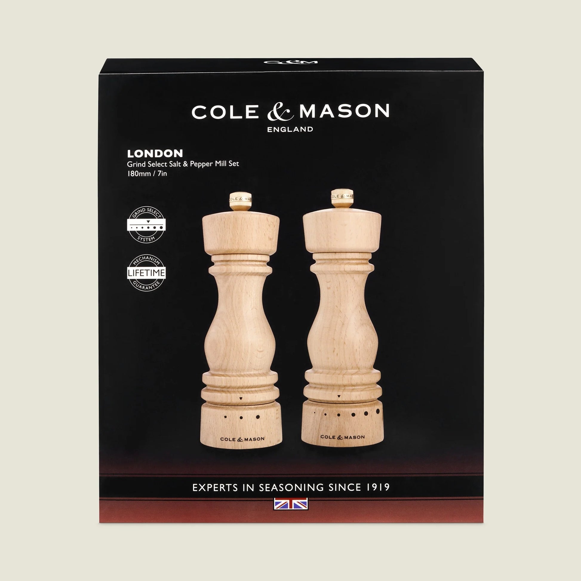 Cole & Mason Salz-/Pfeffermühle Ø 6 × 18 cm, Buche/Edelstahl, Braun