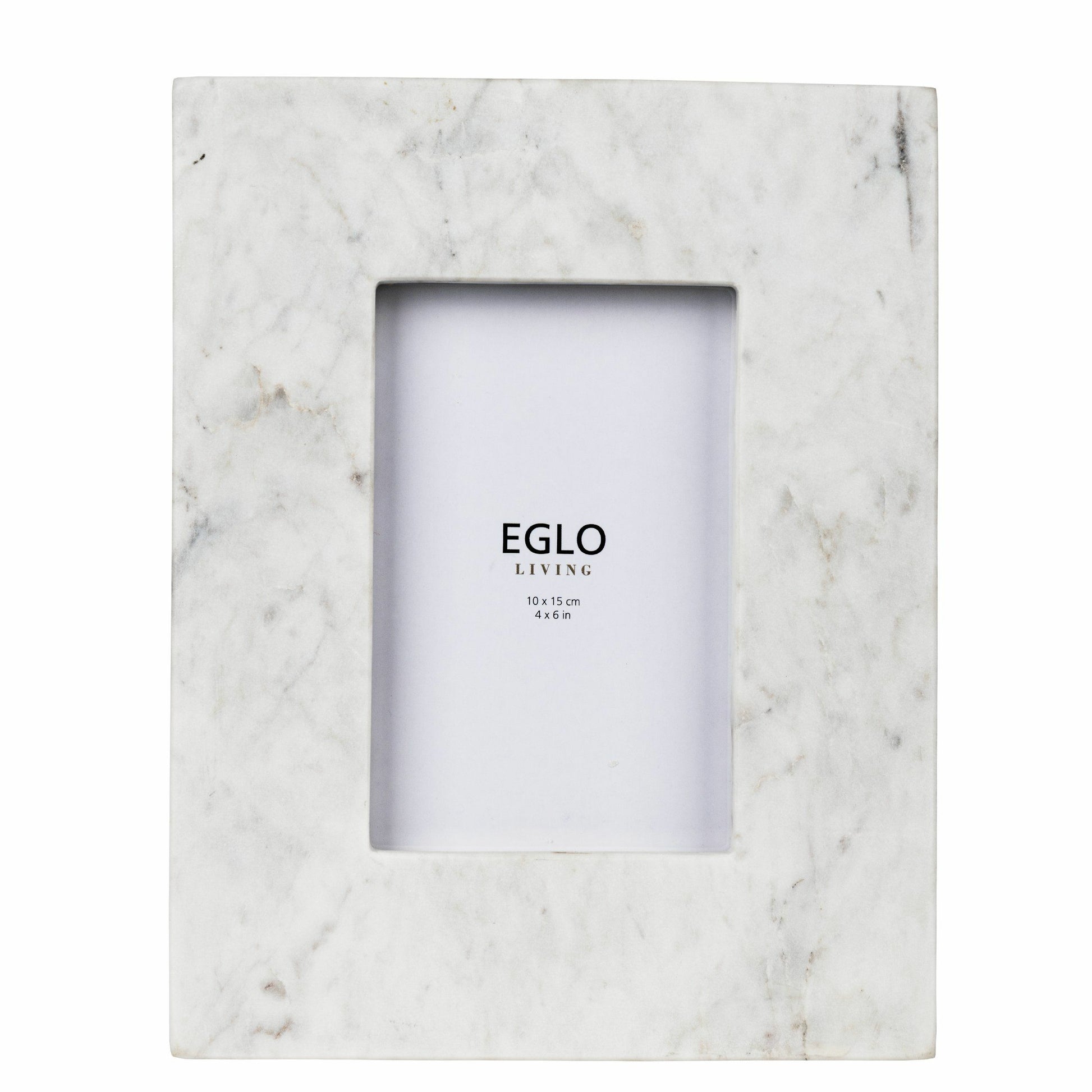 EGLO Siayan Bilderrahmen – für 10 × 15 cm – MDF & Marmor & Glas, weiss