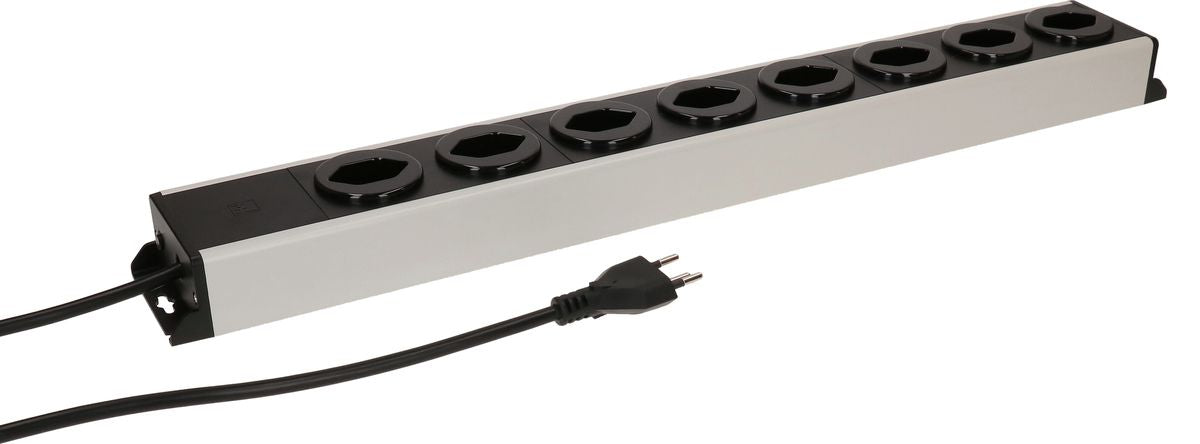 Max Hauri AG Max Hauri Power Line Steckdosenleiste – 8×T13, ohne Schalter, 1,5 m, Eingang T12, Überlastschutz – grau/schwarz