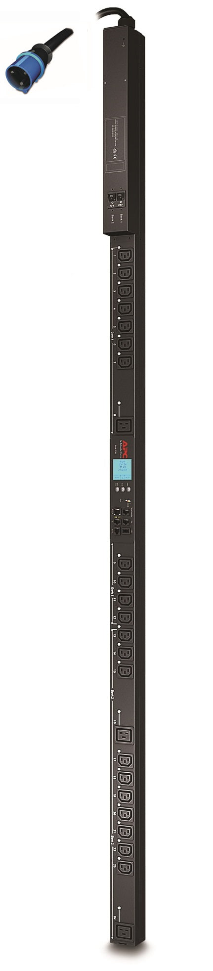 APC Rack PDU 2G Switched Plus – 32 A, 230 V – C13×21, C19×3 – Metered-by-outlet – IEC 309