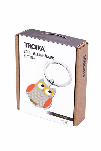 TROIKA Schlüsselanhänger Eule – Metall, Mehrfarbig, 35 × 77 × 7 mm, 6er-Pack