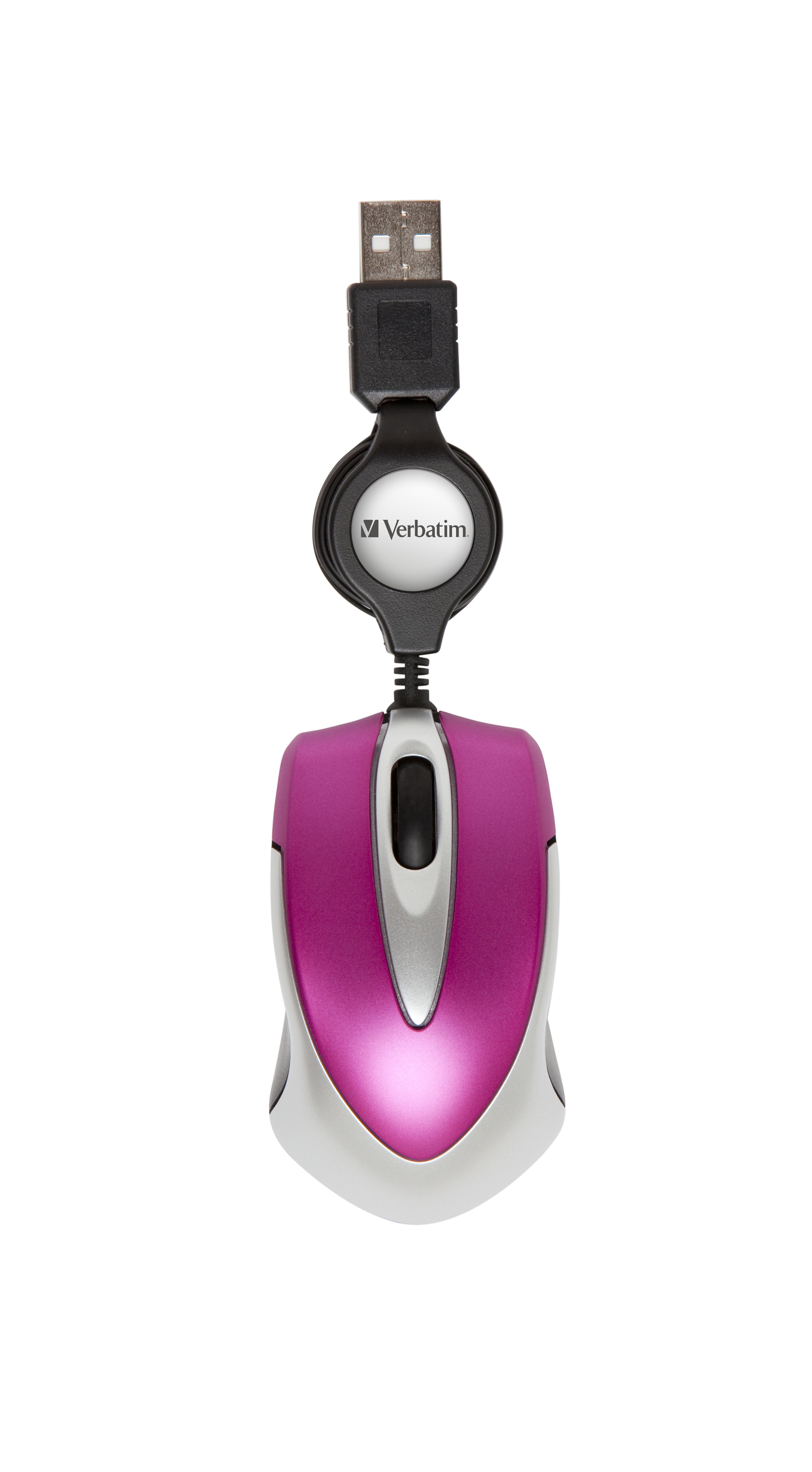 Verbatim Go Mini – Maus – Kabelgebunden (USB‑A), 1000 DPI, beidhändig, Pink