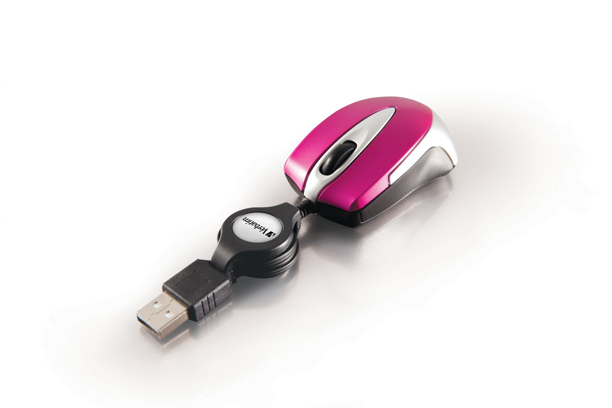 Verbatim Go Mini – Maus – Kabelgebunden (USB‑A), 1000 DPI, beidhändig, Pink