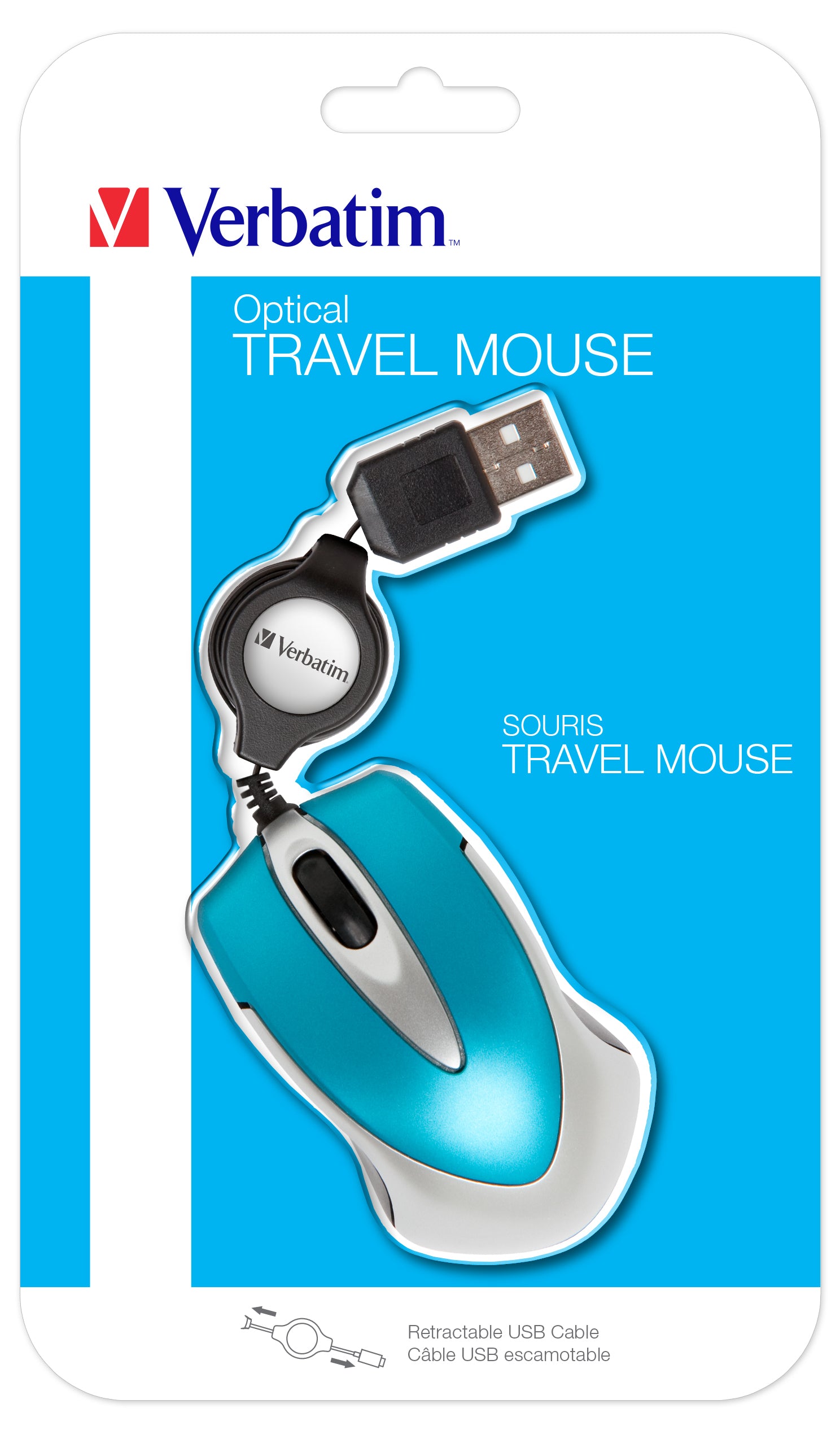 Verbatim Go Mini – Maus – Kabelgebunden (USB‑A), 1000 DPI, beidhändig, Blau