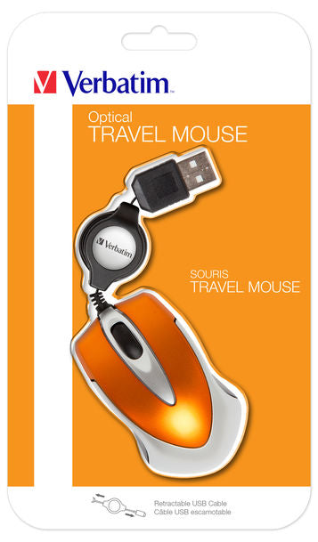 Verbatim Go Mini – Maus – Kabelgebunden (USB‑A), 1000 DPI, Orange