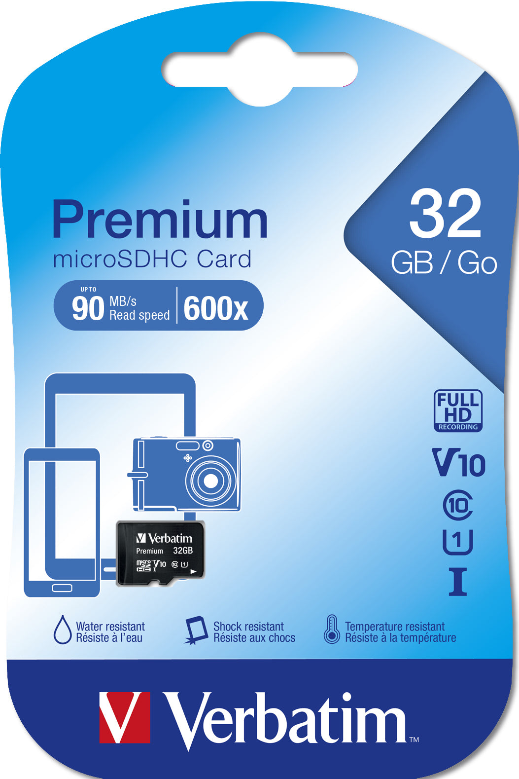 Verbatim microSDHC 32 GB – Klasse 10, 10/10 MB/s, ohne Adapter