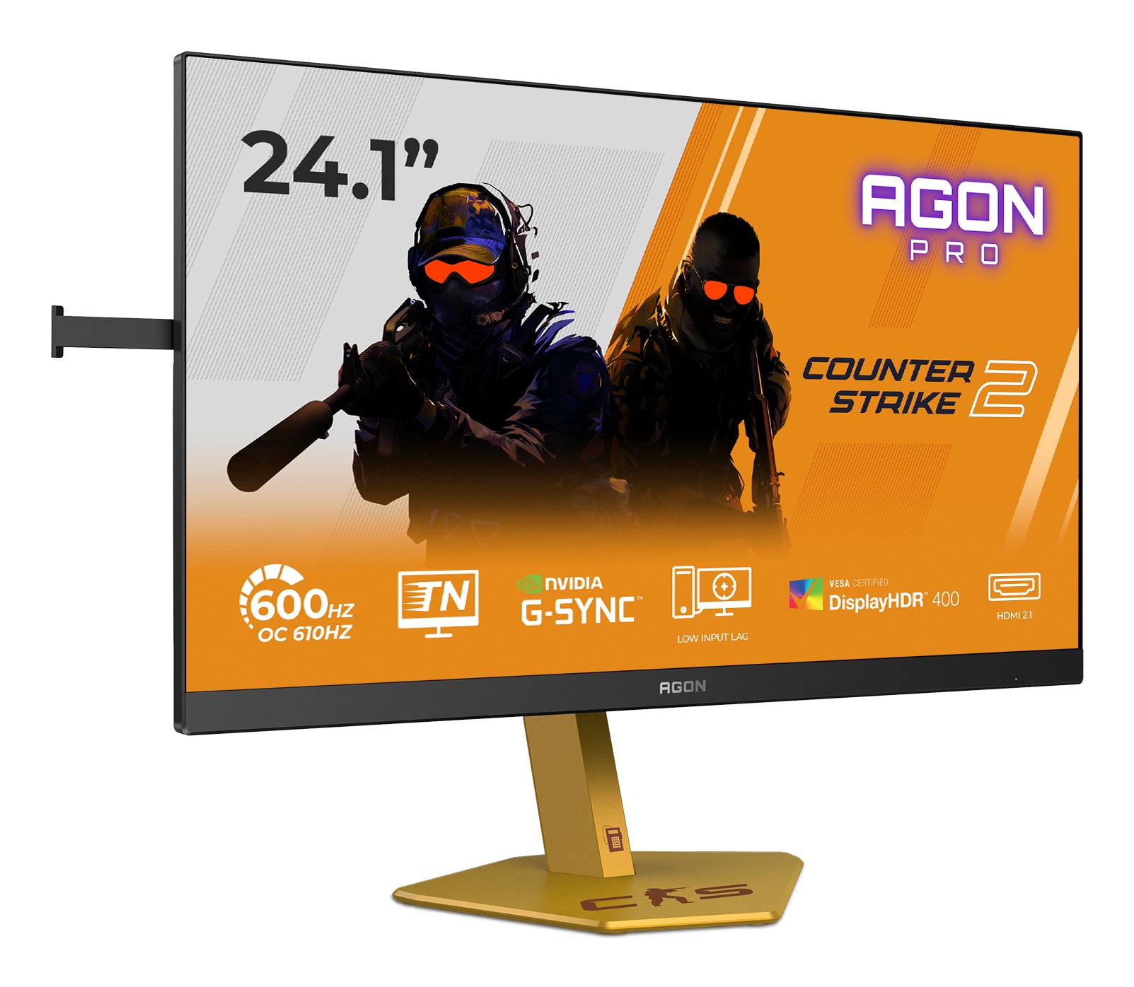 AOC CS24A – Monitor, 24,1", 500 cd/m², Webcam, USB-Hub, Lautsprecher, Adaptive Sync, VESA 100 × 100, Schwarz