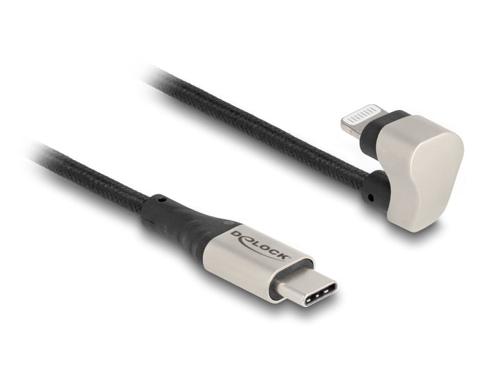 DeLOCK Daten- & Ladekabel – USB-C auf Lightning 1 m, MFi zertifiziert, 27 W, abgewinkelt – für iPhone/iPad