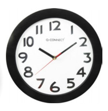 Q-CONNECT Wanduhr – Ø 28,0 cm, schwarz, Kunststoff