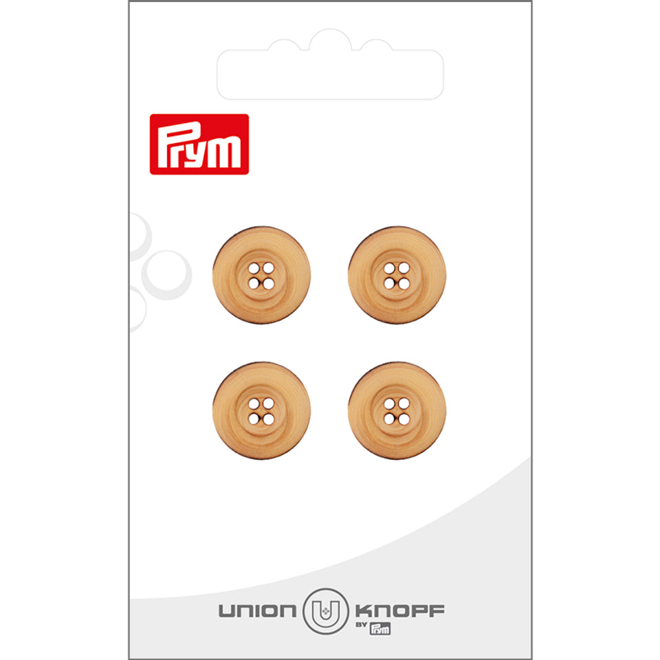 Prym Knöpfe Ø 15 mm – Holz, beige, 4 Stück