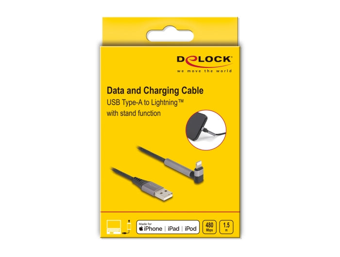 DeLOCK Kabel – USB-A auf Lightning 1,5 m, MFi zertifiziert, geflochten – für iPhone/iPad