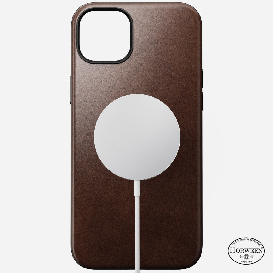 Nomad Backcover Modern – für Apple iPhone 15 Plus – schwarz – Leder – MagSafe-kompatibel