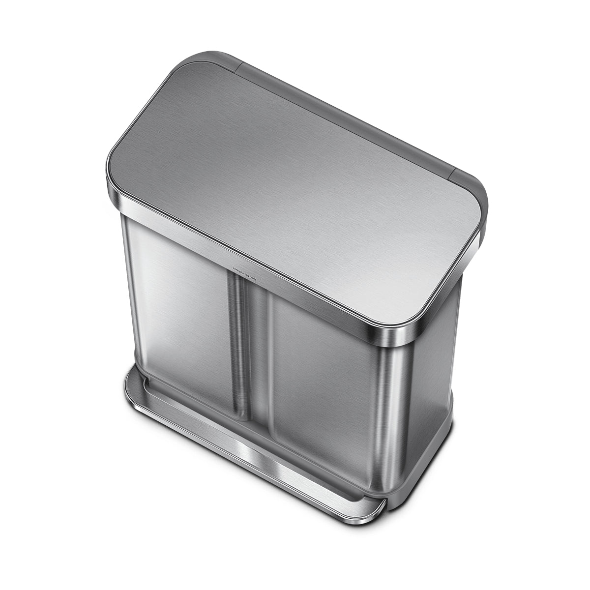simplehuman Systempapierkorb Doppelkammer – 58 l – Edelstahl – B × H × T 559 × 655 × 361 mm