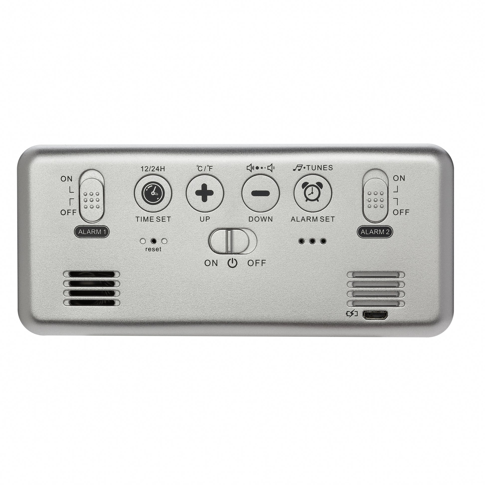 TFA-Dostmann TFA Dostmann Digitalwecker – Snooze, Thermometer, USB, 14,5 × 6,5 × 3,2 cm, Silber