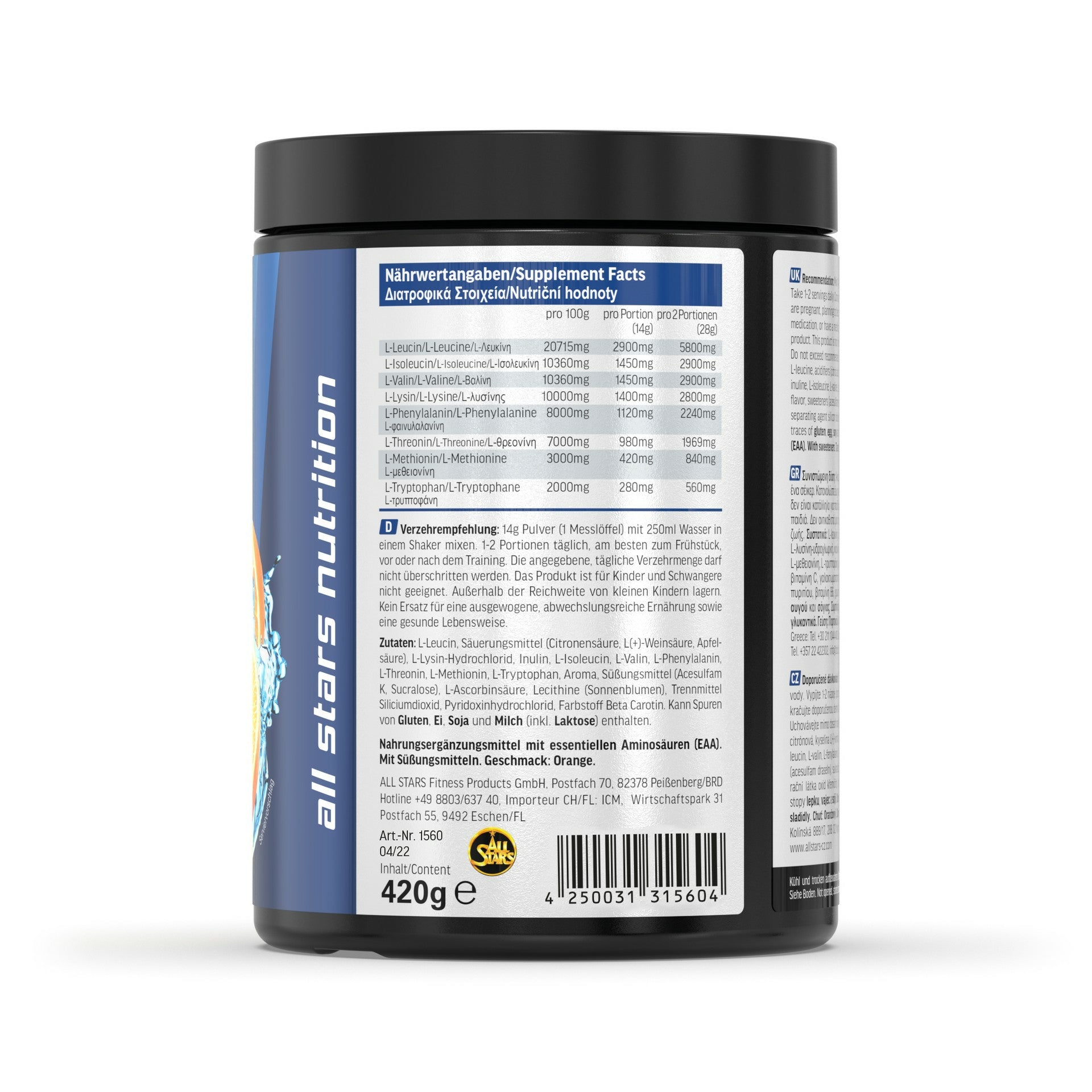 ALL STARS Fitness Products All Stars EAA Pulver Orange – 420 g