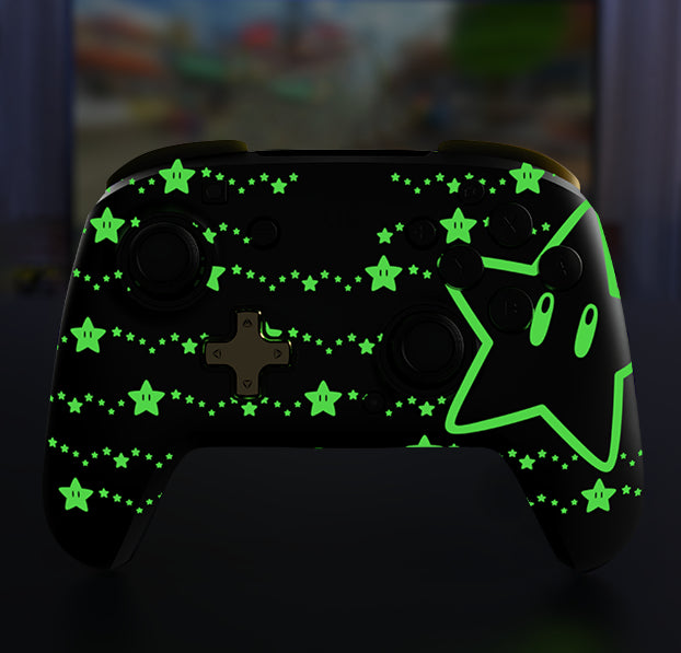 PDP Rematch Glow – Gamepad – Kabellos, leuchtet im Dunkeln, für Nintendo Switch & Switch OLED, Schwarz/Gelb