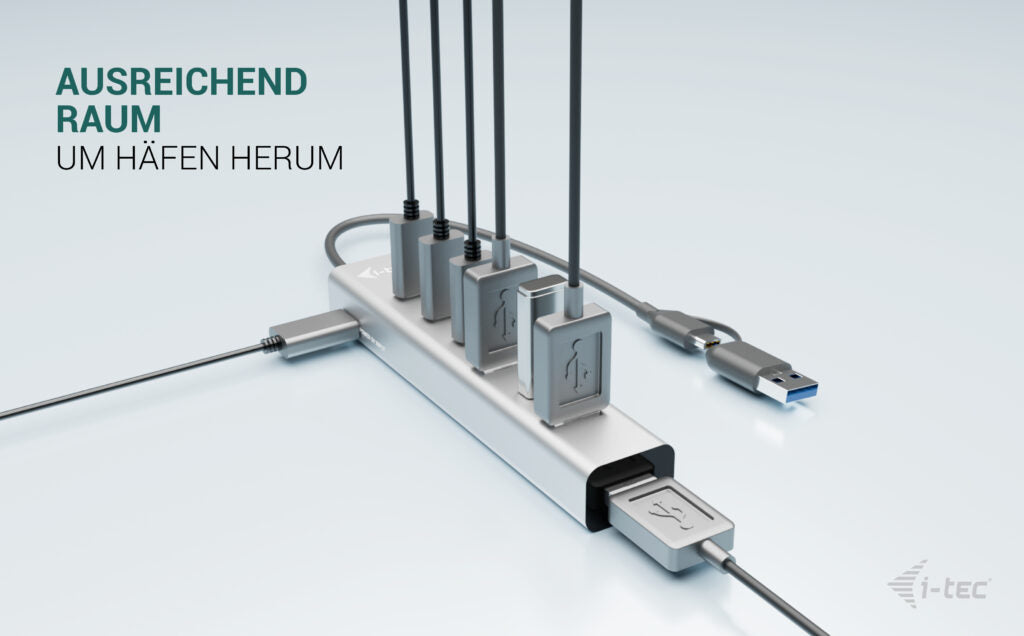 i-tec USB-Hub – USB 3.2 Gen 1, 3× USB-C, 4× USB-A, für Windows/Mac/ChromeOS