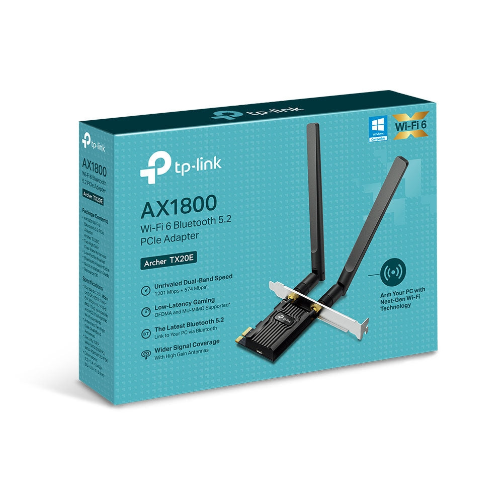 TP-Link AX1800 – PCIe WLAN-Karte – Wi-Fi 6 (2,4/5 GHz), 1,8 Gbit/s, Bluetooth 5,2