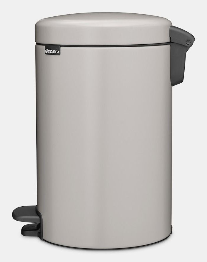 Brabantia NewIcon Treteimer – 12 l – Stahl, rund – Hellgrau – Soft-Close, Anti-Rutsch