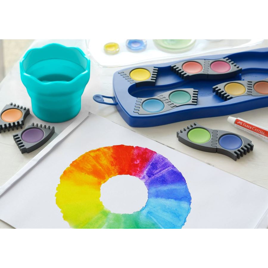 Faber-Castell Deckfarbkasten – Mehrfarbig – 12 Farben, inklusive Deckweisstube, Pinselfach