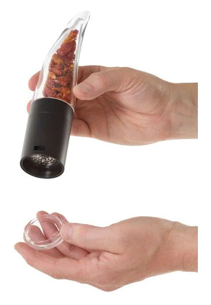 AdHoc Salz-/Pfeffermühle 20,5 cm, Acryl/Edelstahl, Schwarz/Transparent, für Chili