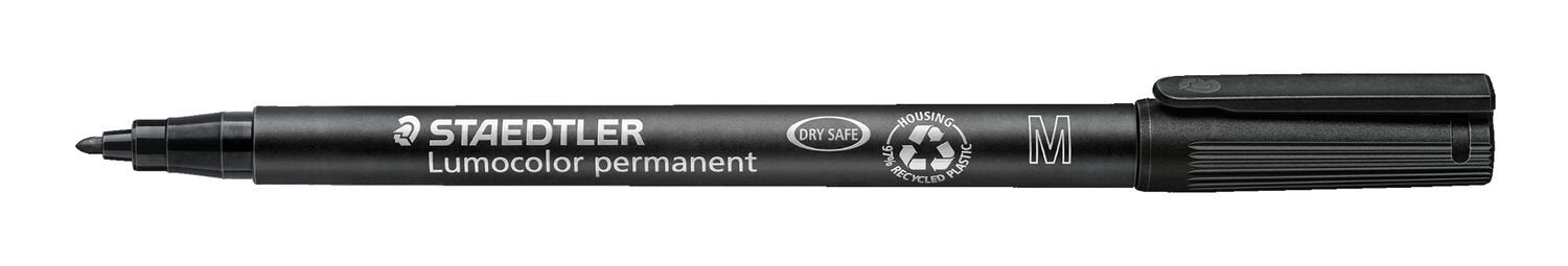 Staedtler Lumocolor 317 OHP-Marker – Rundspitze 1 mm – Schwarz, 10er-Pack – für Glas, Metall und Kunststoff