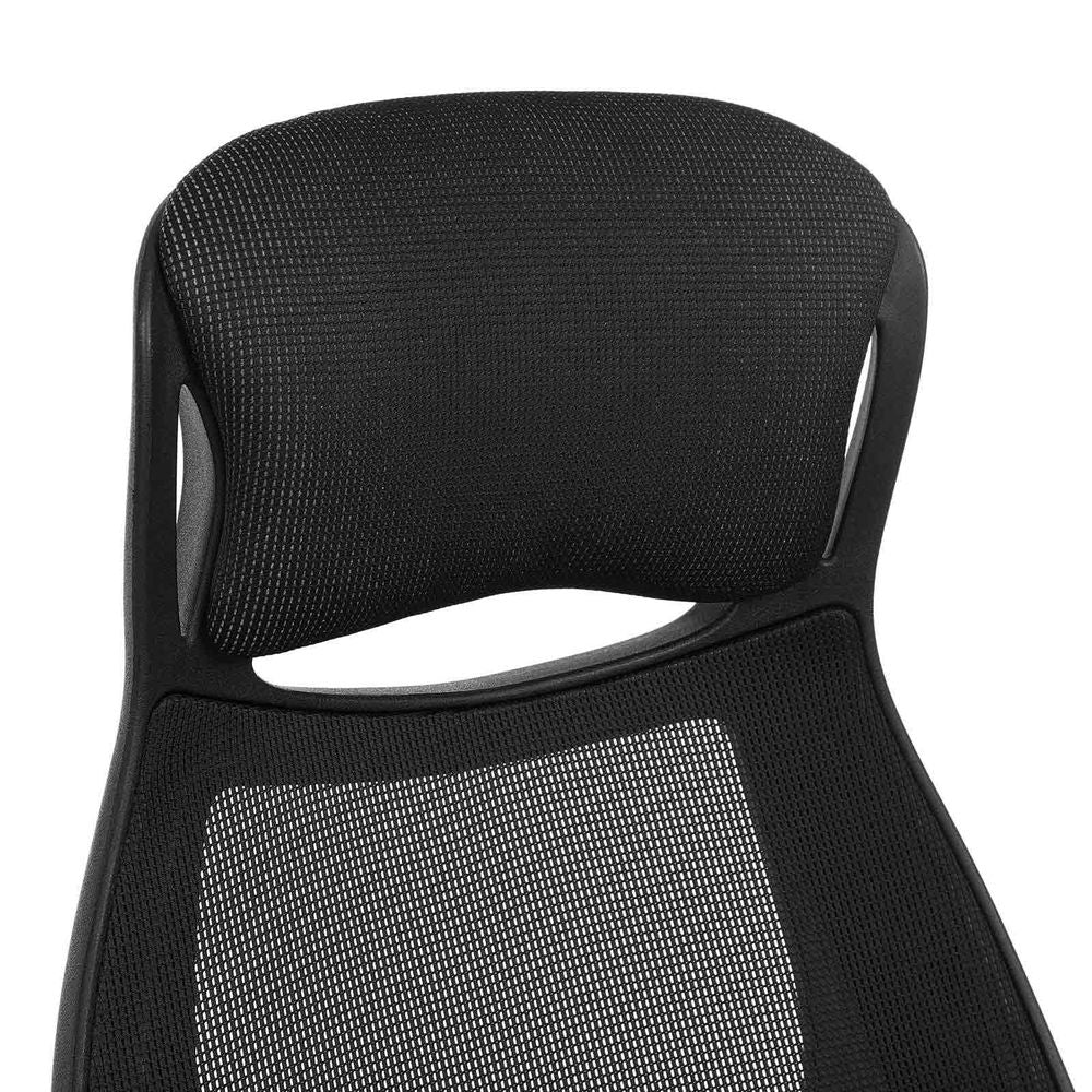 Songmics OBN86BK Bürostuhl – Netzrücken – Schwarz, mit Kopfstütze, 45–54,5 cm, bis 150 kg