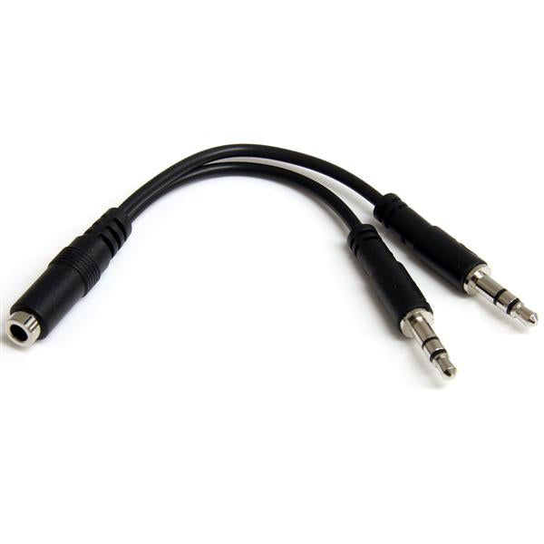 StarTech.com 3,5-mm-Splitterkabel – Buchse zu 2× Stecker – 0,13 m, Schwarz