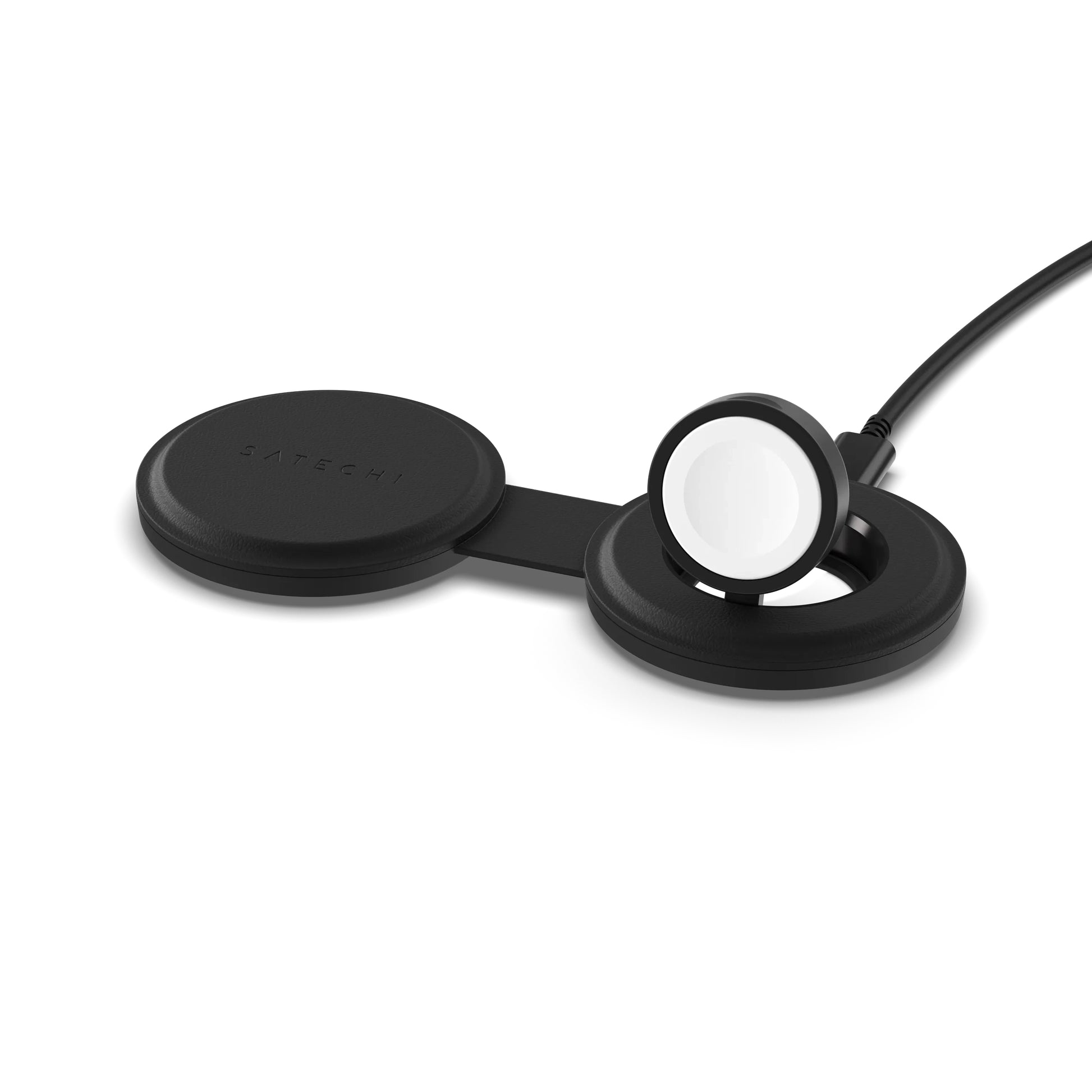 Satechi Onthego 2-in-1 Ladeständer – MagSafe-kompatibel – 15 W – für Smartphone/Smartwatch/Kopfhörer – Schwarz