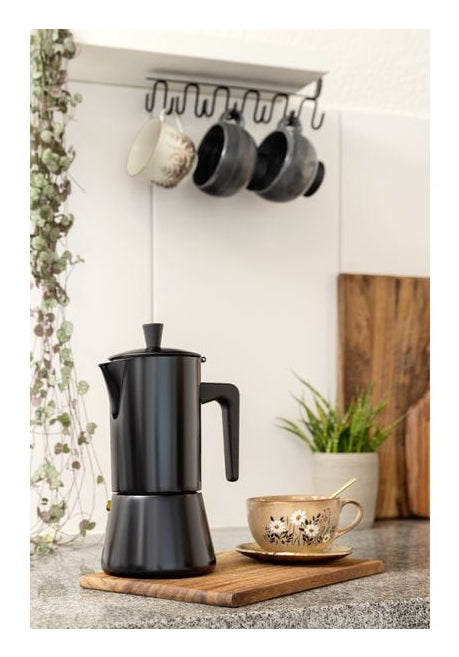 Furber. Furber – Mokka-Kanne 300 ml, Ø 10,5 × 22,5 cm, Edelstahl, Schwarz, für Induktion