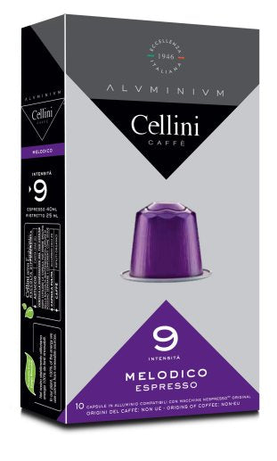 Cellini Kaffeekapseln Espresso Melodico – für Nespresso – Intensität 9 – 10 Kapseln