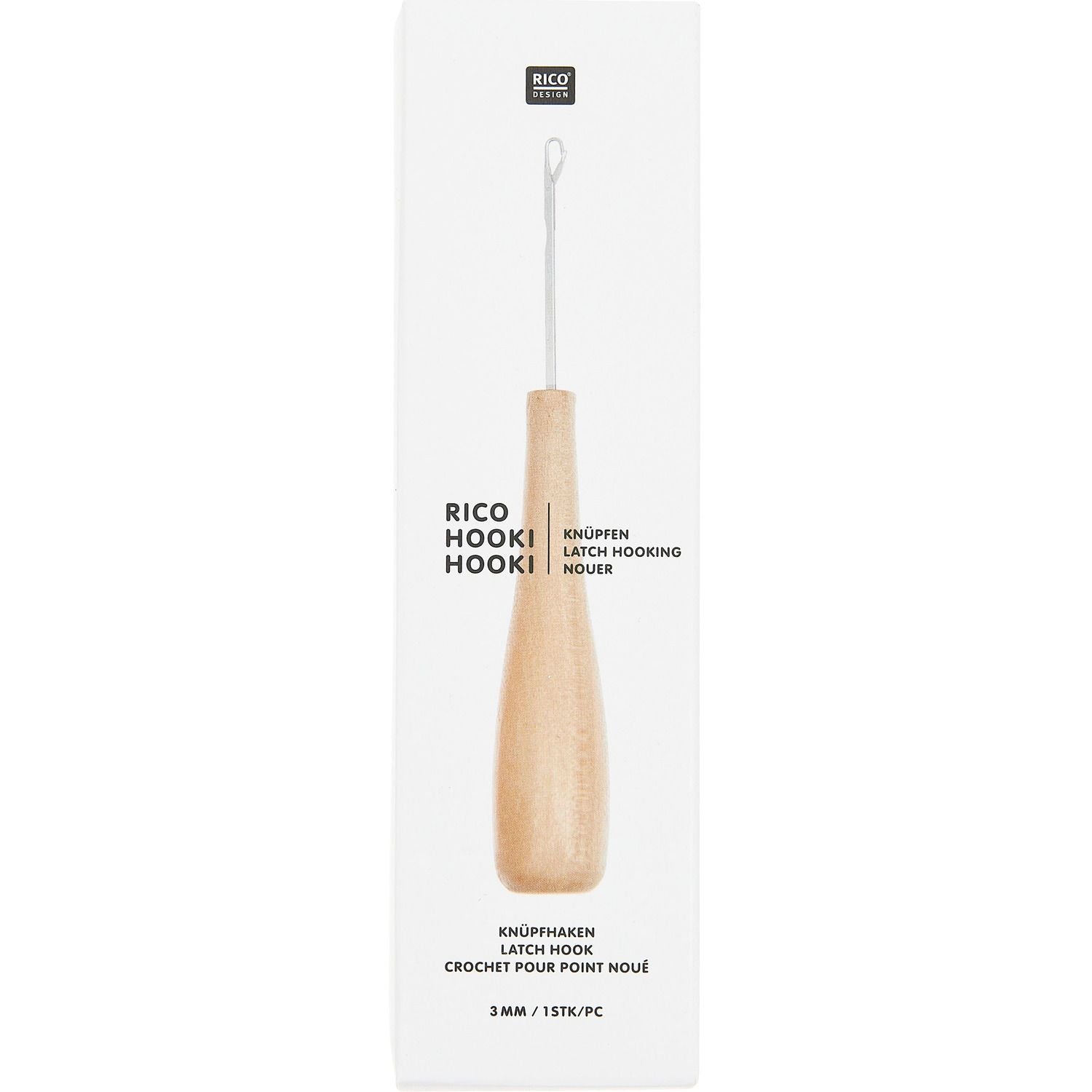 Rico Design Knüpfhaken, Holz (Buche) / Stahl, 10 cm, 3 mm, 1 Stk
