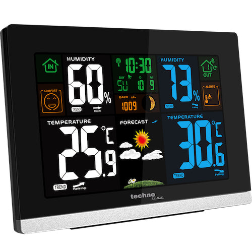 Technoline WS 6462 – Wetterstation, innen/aussen, Hygrometer & Barometer, inkl. Aussensensor – schwarz