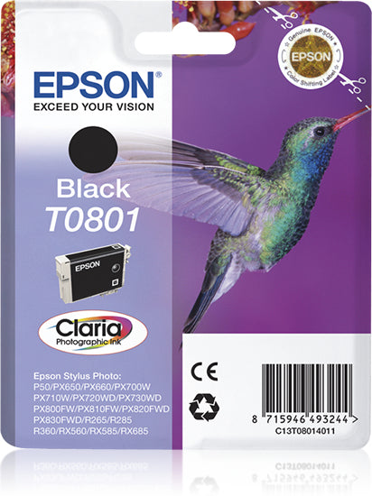 Wecare Epson T0801 Schwarz Tintenpatrone (Original) – für Epson Stylus Photo RX685/585/560