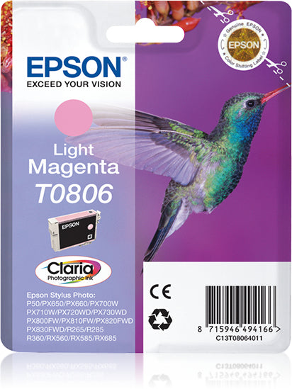 Epson T0806 Helle Magenta Tintenpatrone (Original) – 7,4 ml – für Epson Stylus Photo R265/R360/R285 …