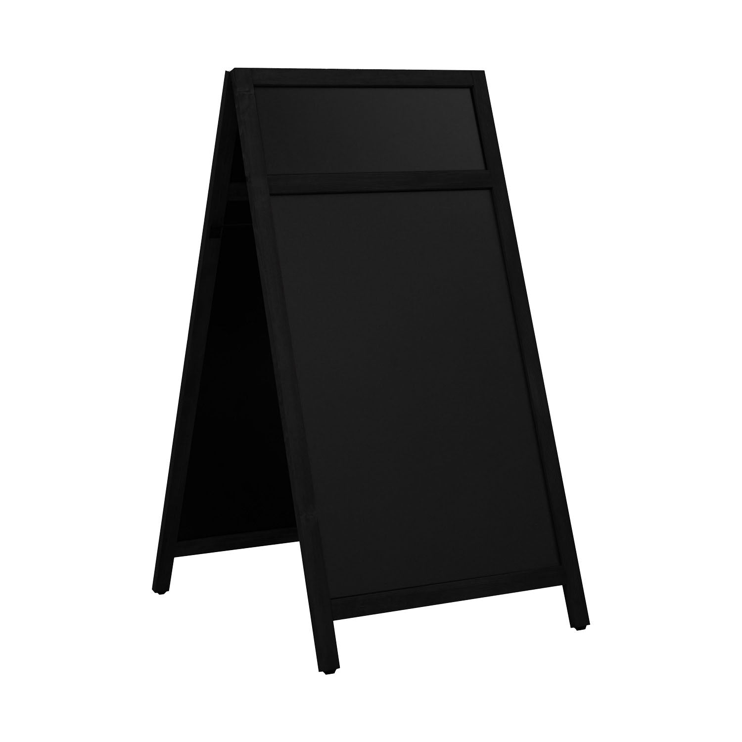 Europel Kundenstopper – 660 × 1'280 mm – Melamin, Kiefernholzrahmen, schwarz – doppelseitig für Kreidemarker